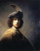 REMBRANDT Harmenszoon van Rijn Self-Portrait with Plumed Beret oil painting artist